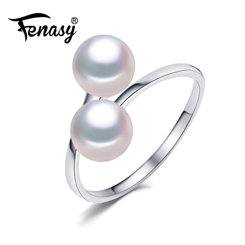 bohemia 2020 New Double Pearl Ring trendy Pearl Adjustable charms Rings for women pearl Jewelry for love