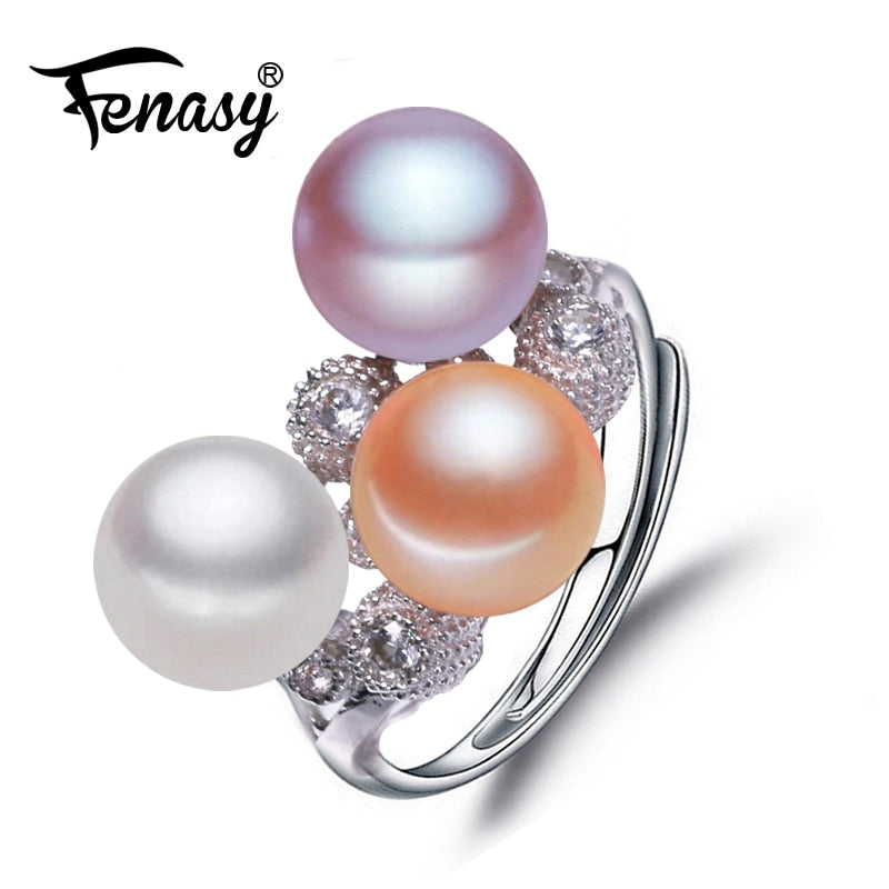 engagement ring,natural Pearl rings for women,pearl jewelry wedding rings ,three beads flower ring party fine jewelry