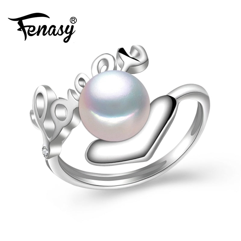 natural pearl rings 925 Sterling Silver heart Ring for love ,cultured genuine Pearl Rings For Women