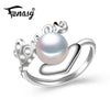 natural pearl rings 925 Sterling Silver heart Ring for love ,cultured genuine Pearl Rings For Women