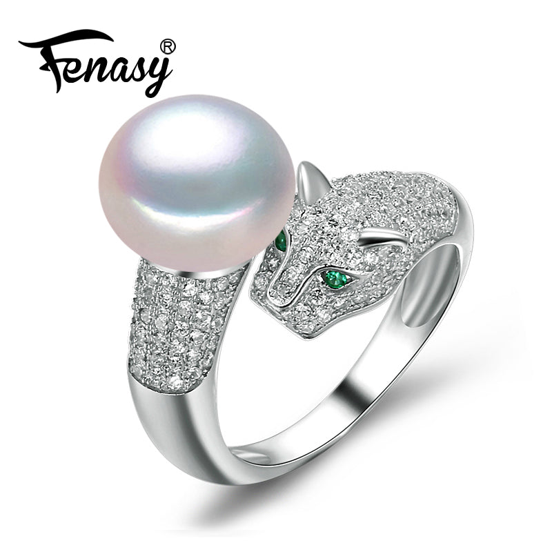 pearl jewelry Natural pearl rings White Pearl wedding rings,adjustable vintage Rings for Women christmas with gift box