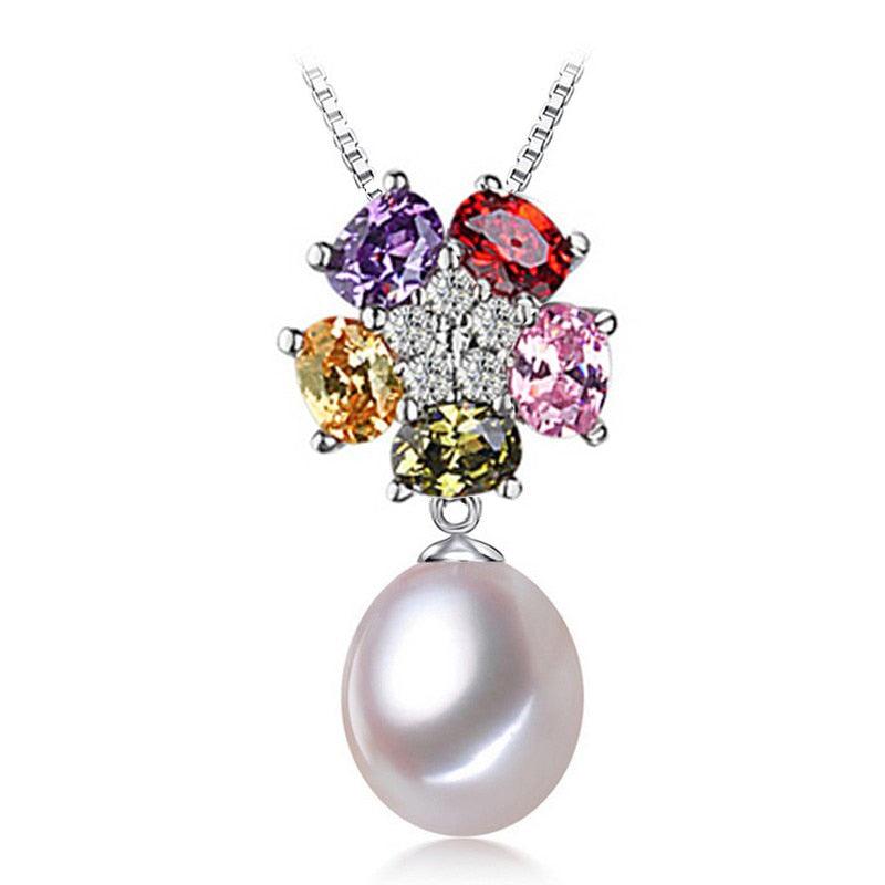 pearl jewelry Pearl necklace bohemian black White pearl jewelry bijoux femme necklace women Multicolored gems