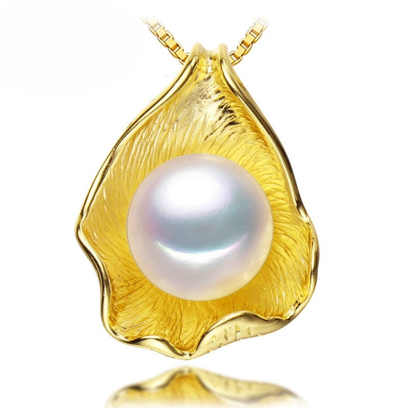 pearl necklace natural Pearl pendant necklace sterling silver vintage party jewelry necklace women big size beads pendant