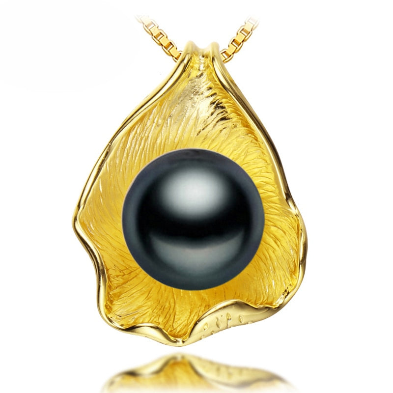 pearl necklace natural Pearl pendant necklace sterling silver vintage party jewelry necklace women big size beads pendant