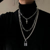 FFLACELL 2021 Trendy Metal Ball Coin Cross Pendant Multi-layer Punk Design Long Chain Necklace For Women Men Jewelry Gifts