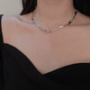 FFLACELL Metal Wave Clavicle Chain Irregular Geometric Hollow Cross Necklace Female Party Accessories