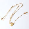 FINE4U N108 Jesus Christ Crucifix Necklace For Women 316L Stainless Steel Long Rosary Beads Necklace Virgin Mary Heart Necklaces