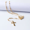 FINE4U N108 Jesus Christ Crucifix Necklace For Women 316L Stainless Steel Long Rosary Beads Necklace Virgin Mary Heart Necklaces
