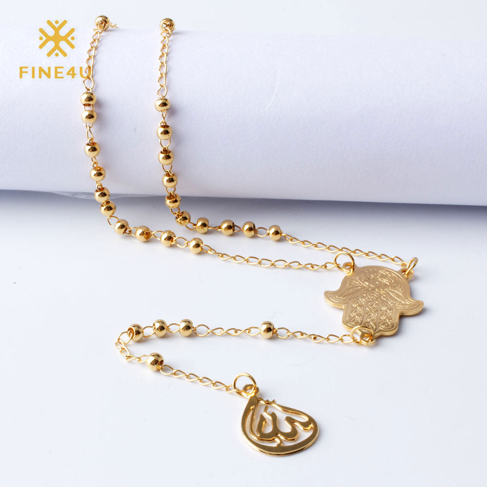 FINE4U N109 Long Rosary Beads Necklace For Women 316L Stainless Steel Penguin Pendants Necklace Gold Chain Necklaces