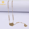 FINE4U N298 Muslim Arabic Printed Pendant Necklace Stainless Steel Long Chain Necklaces Mixed Color Beads Rosary Jewelry
