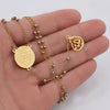 FINE4U N298 Muslim Arabic Printed Pendant Necklace Stainless Steel Long Chain Necklaces Mixed Color Beads Rosary Jewelry