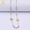 FINE4U N299 Muslim Arabic Printed Pendant Necklace Stainless Steel Mixed Color Rosary Beads Necklace Long Chains Jewelry
