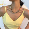 FINE4U N954 Heishi Surfer Necklace Boho Bohemian Bead Choker African Vinyl Beads Necklace for Women Girls
