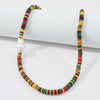 FINE4U N954 Heishi Surfer Necklace Boho Bohemian Bead Choker African Vinyl Beads Necklace for Women Girls