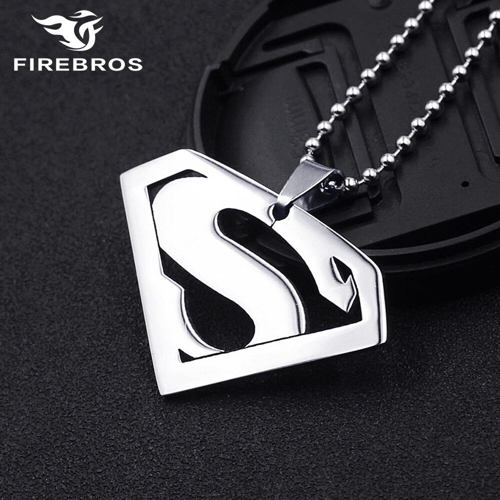 FIREBROS 20/24" Chain Silver Color High Polish 316L Stainless Steel Movie Anime Pendant Necklace Men Jewelry Kids Boy Girl Gift