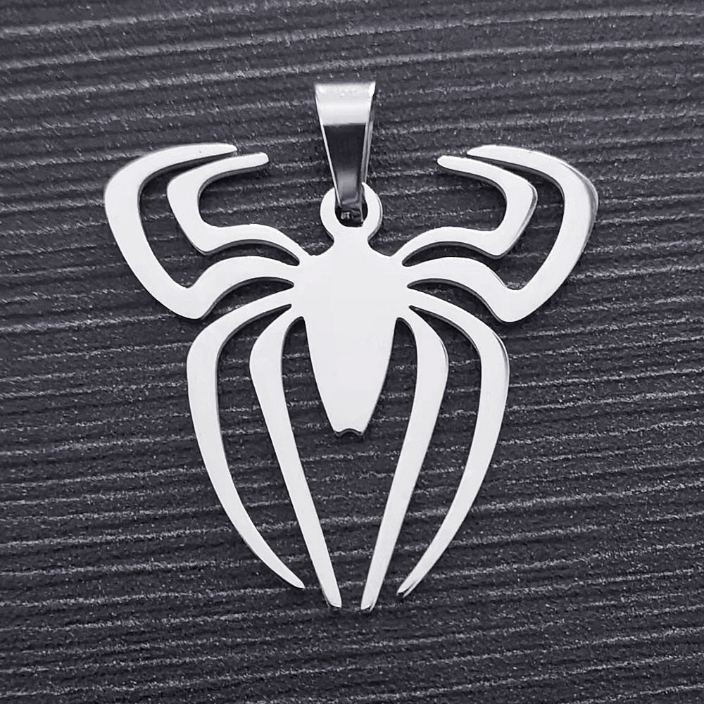 FIREBROS 20/24" Chain Silver Color High Polish Stainless Steel Spider Pendant Movie Anime Necklace Men Jewelry Kids Boy Gift