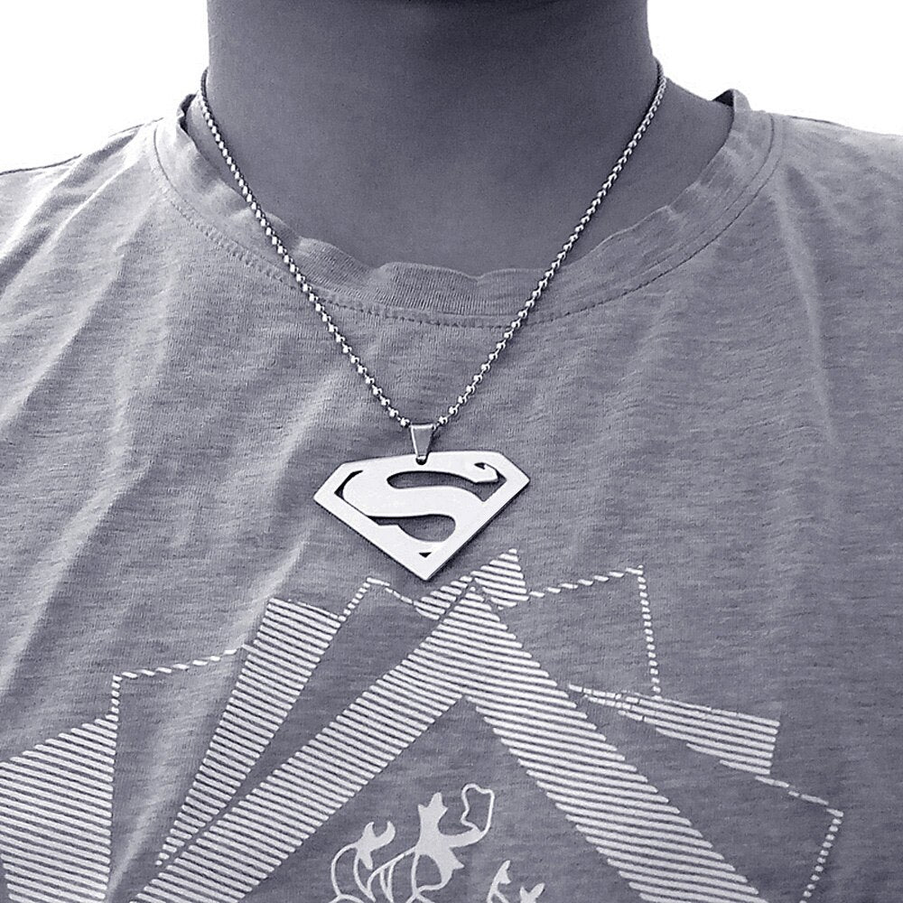 FIREBROS 20/24" Silver Color High Polish Stainless Steel Super Hero Man Pendant Movie Anime Necklace Men Jewelry Kids Boy Gift