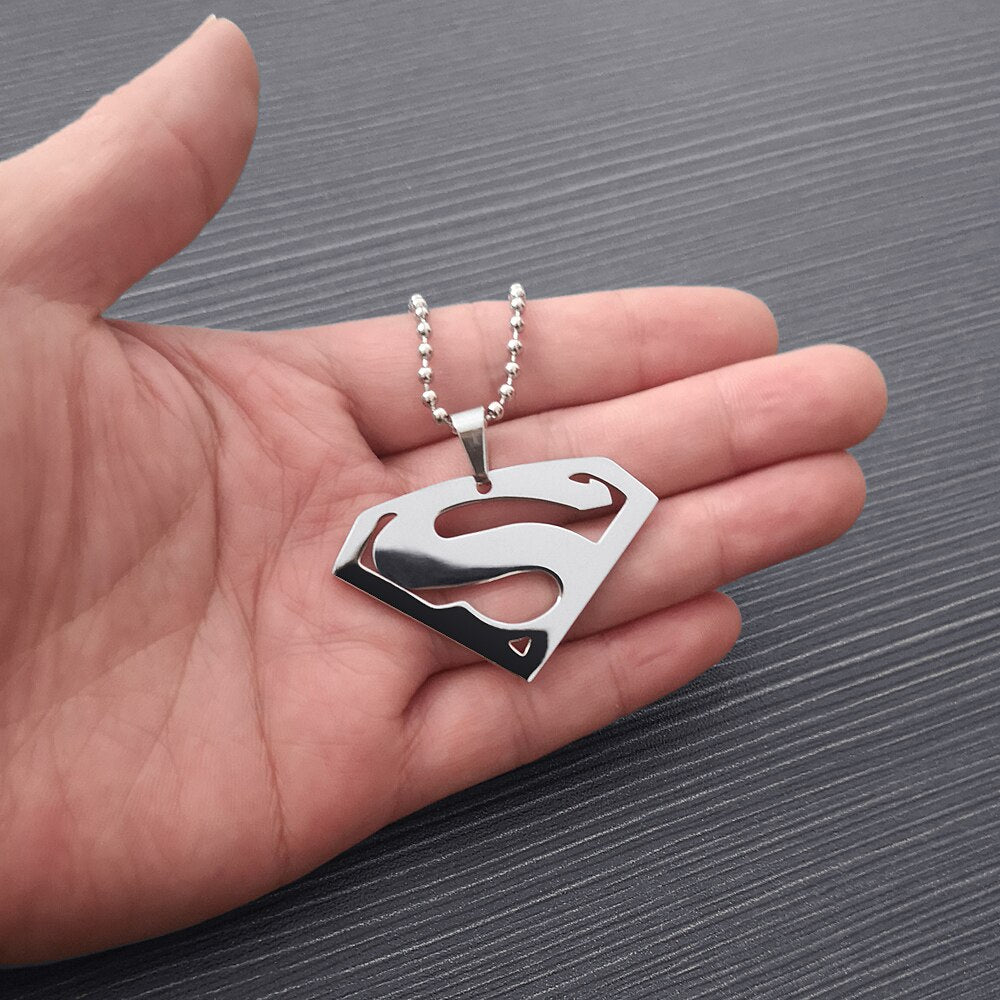 FIREBROS 20/24" Silver Color High Polish Stainless Steel Super Hero Man Pendant Movie Anime Necklace Men Jewelry Kids Boy Gift