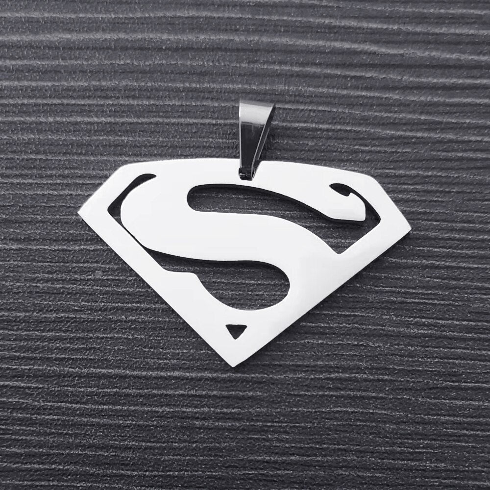 FIREBROS 20/24" Silver Color High Polish Stainless Steel Super Hero Man Pendant Movie Anime Necklace Men Jewelry Kids Boy Gift