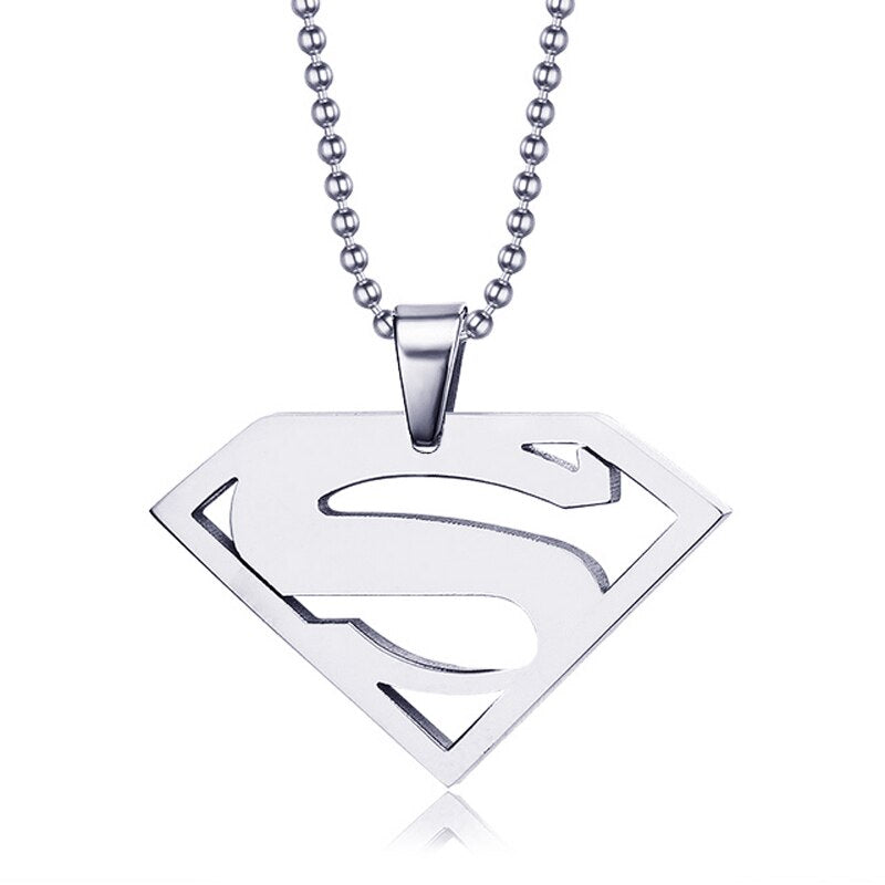 FIREBROS 20/24" Silver Color High Polish Stainless Steel Super Hero Man Pendant Movie Anime Necklace Men Jewelry Kids Boy Gift