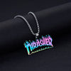 FIREBROS 2021 Street Hip-Hop Rock Jewerly Men Women Stainless Steel Quenched Letter Magazine Flame Pendant Necklaces