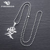 FIREBROS 2022 Free 20/24&quot; Chain Silver Color Stainless Steel Chinese Letter &quot;Love&quot; Pendant Necklace Men Women Jewelry Gift