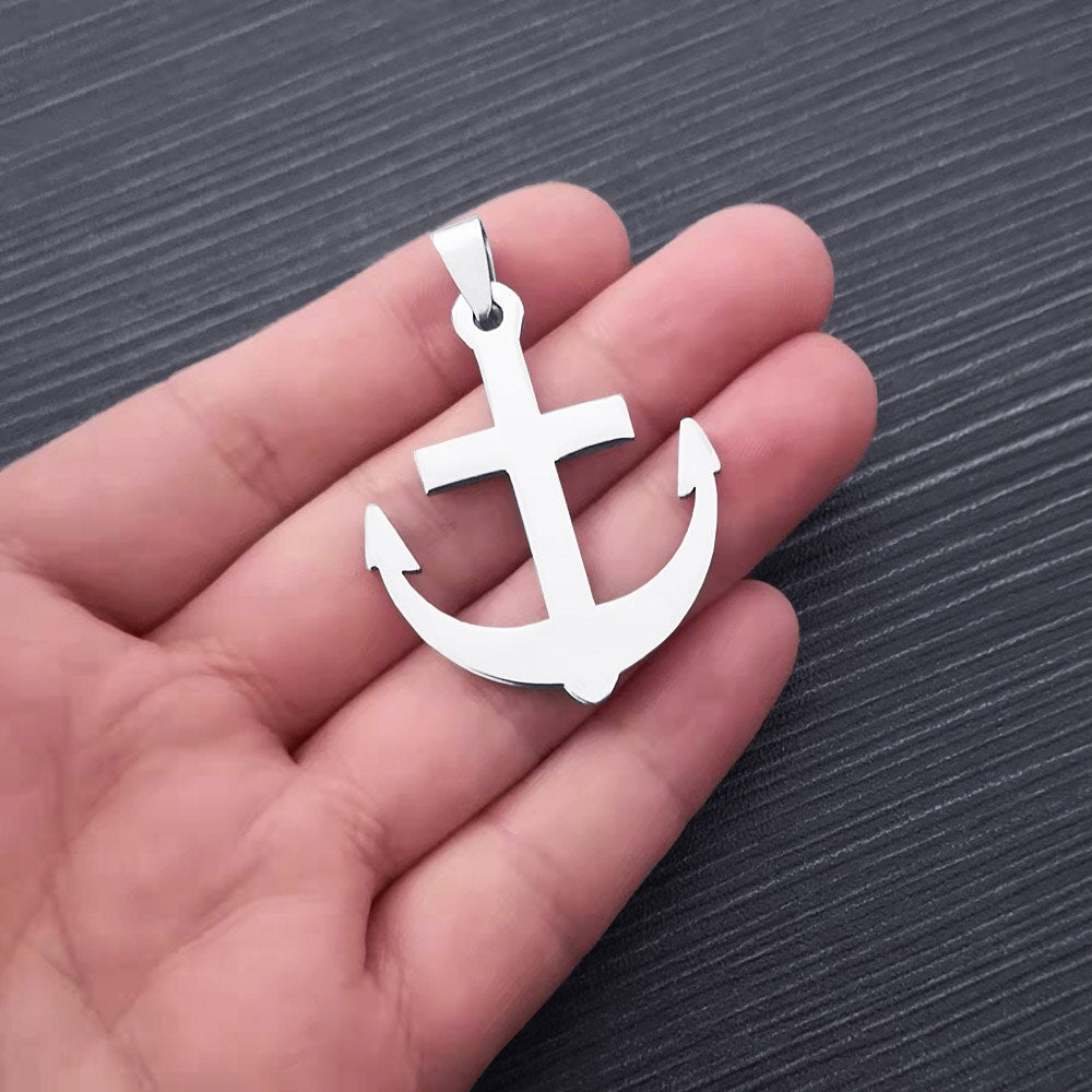 FIREBROS 2022 Free 20" Chain Silver Color High Polished Stainless Steel Anchor Pendant Necklace Men Women Jewelry Gift