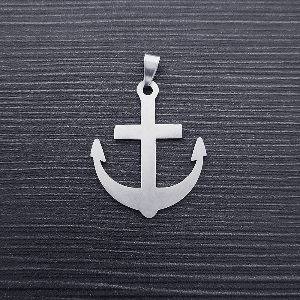 FIREBROS 2022 Free 20" Chain Silver Color High Polished Stainless Steel Anchor Pendant Necklace Men Women Jewelry Gift