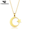 FIREBROS 2022 Stainless Steel Crescent Moon Star Necklace Men Women Spiritual Islamic Muslim Pendant Turkish Religious Jewelry