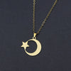 FIREBROS 2022 Stainless Steel Crescent Moon Star Necklace Men Women Spiritual Islamic Muslim Pendant Turkish Religious Jewelry