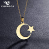 FIREBROS 2022 Stainless Steel Crescent Moon Star Necklace Men Women Spiritual Islamic Muslim Pendant Turkish Religious Jewelry