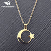 FIREBROS 2022 Stainless Steel Crescent Moon Star Necklace Men Women Spiritual Islamic Muslim Pendant Turkish Religious Jewelry