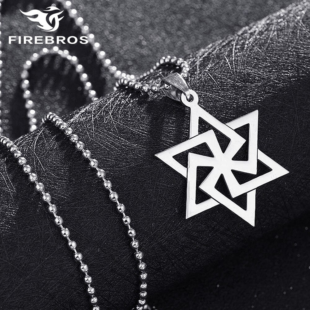 FIREBROS Free Chain Stainless Steel Solomon Seal Star of David Pendant Israel Spiritual Amulet Mascot Necklace Men Women Jewelry
