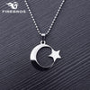FIREBROS Stainless Steel Crescent Moon Star Necklace Men Women Spiritual Islamic Muslim Amulet Pendant Turkish Religious Jewelry