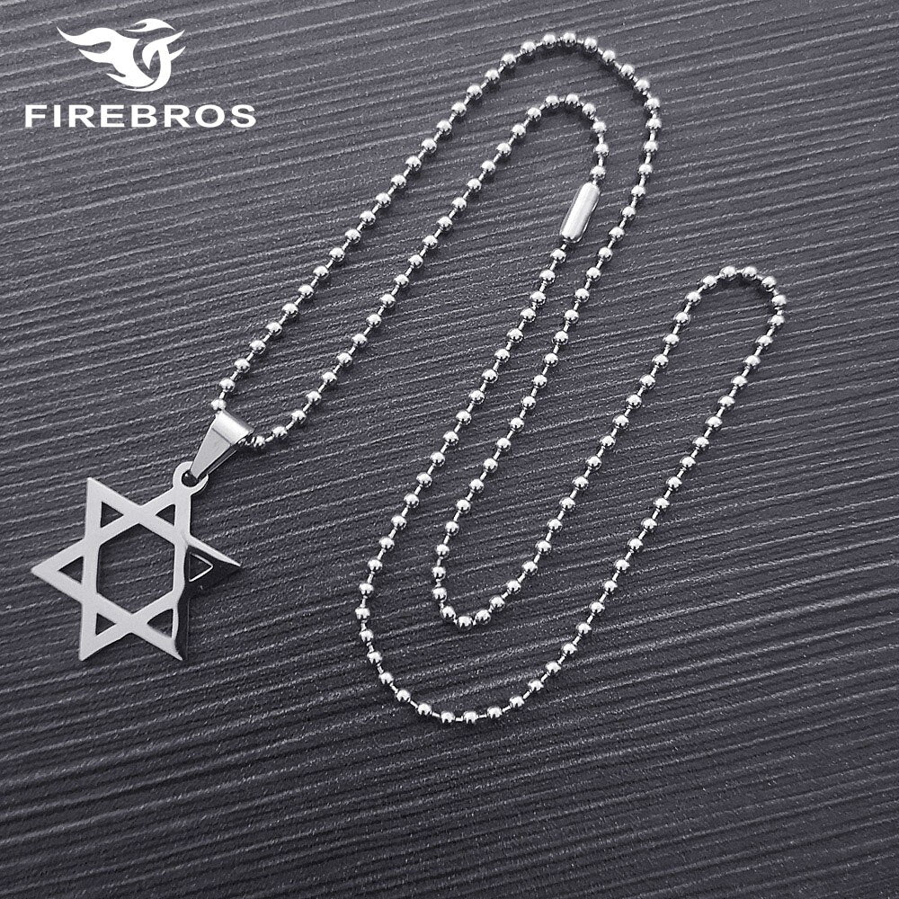 FIREBROS Stainless Steel Solomon Star of David Pendant Israel Spiritual Amulet Mascot Necklace Jewelry Women Men
