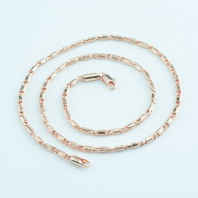 2mm 48cm Women Men 585 Rose Gold Color Round Snail Necklace Chains Jewelry