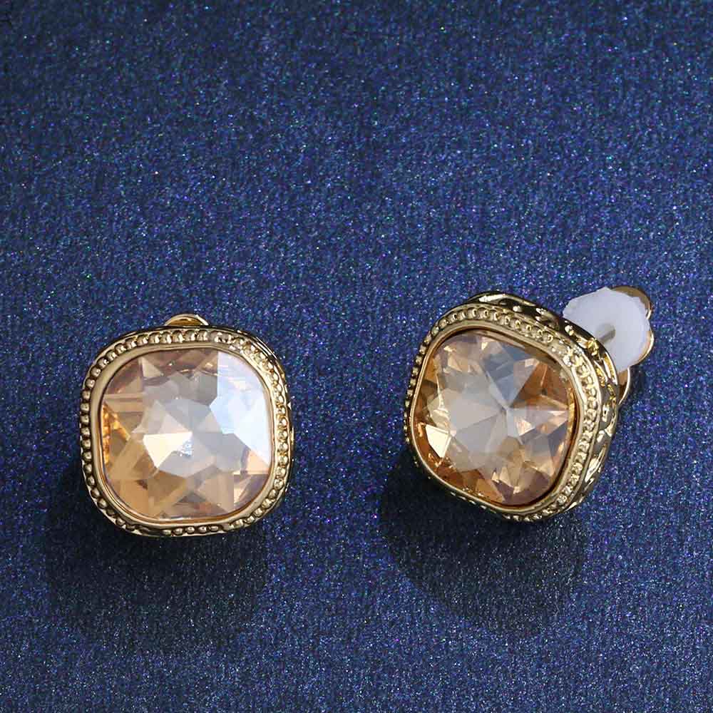 2020 Fashion Austrian Crystal Clip On Earrings No Pierced Rhinestone Clip Earrings Square Gold Earrings for Women ersh23
