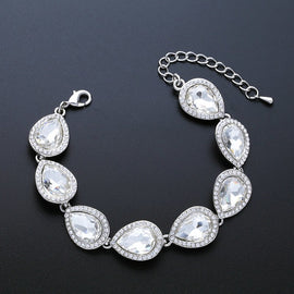 Teardrop Gold Crystal Wedding Bracelets Gold Womens Charm Bracelet for Women Bride Wedding Accessories Fine Jewelry brtj71