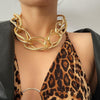 FLTMRH Punk Lock Choker Necklace Pendant Women Collar Statement Brand Gold Color Chunky Thick Chain Necklace Steampunk Men