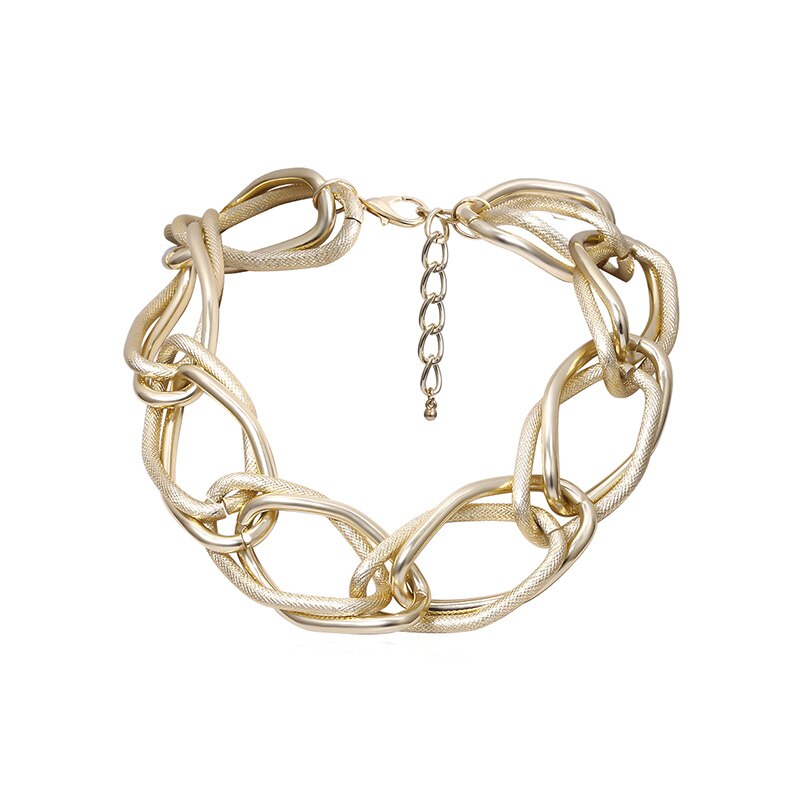 FLTMRH Punk Lock Choker Necklace Pendant Women Collar Statement Brand Gold Color Chunky Thick Chain Necklace Steampunk Men