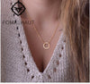 Simple Ring Gold color Fatima Bar Necklace Long Strip Pendant Necklaces Women 2015 Jewelry XJ-08