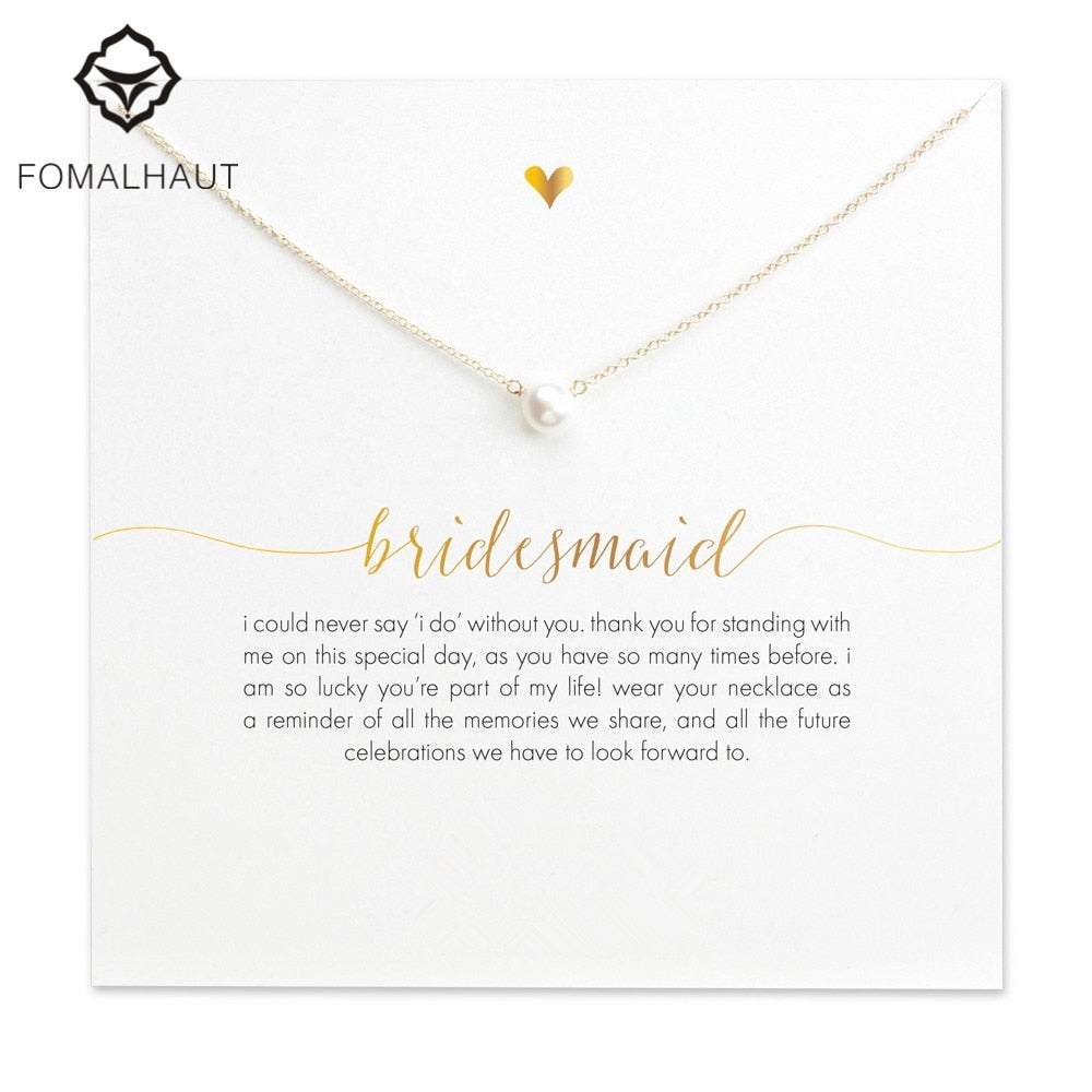 bridesmaid small imitation pearl Pendant Necklaces Clavicle Chains necklace Fashion Women Jewelry