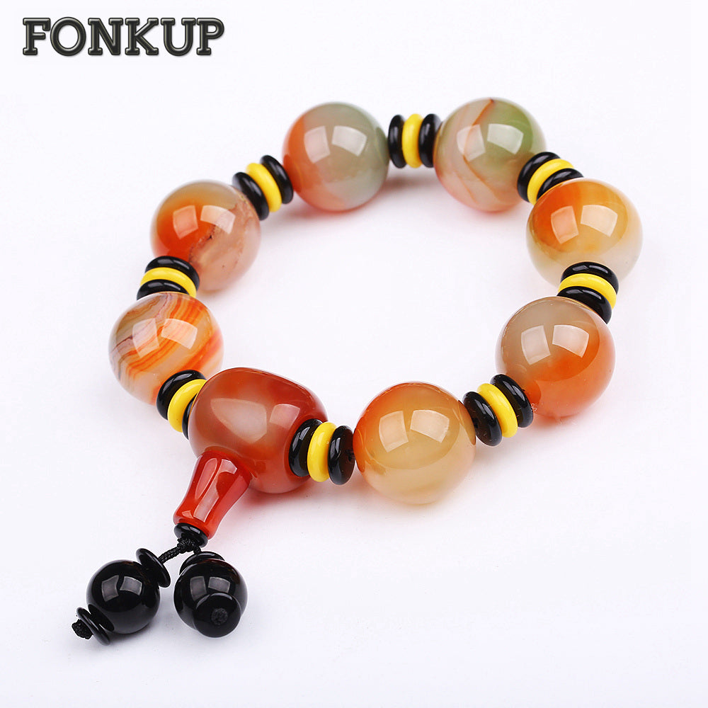 Natural Agate bracelet Classic Men Hologram wristband Round jewellery Party Beads loose beads Couple accessories Spacer