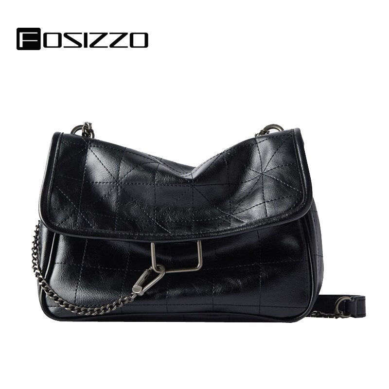 FOSIZZO Shoulder Bag Women Chain Solid Soft Trend 2022 Women Bags Vintage Handbag Crossbody Bag Za Bag FS5081