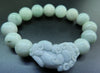 FREE SHIPPING Chinese Green stone / Jadeite Lucky Smooth Bead & PIXIU Bracelet /12mm JADE GEMSTONE