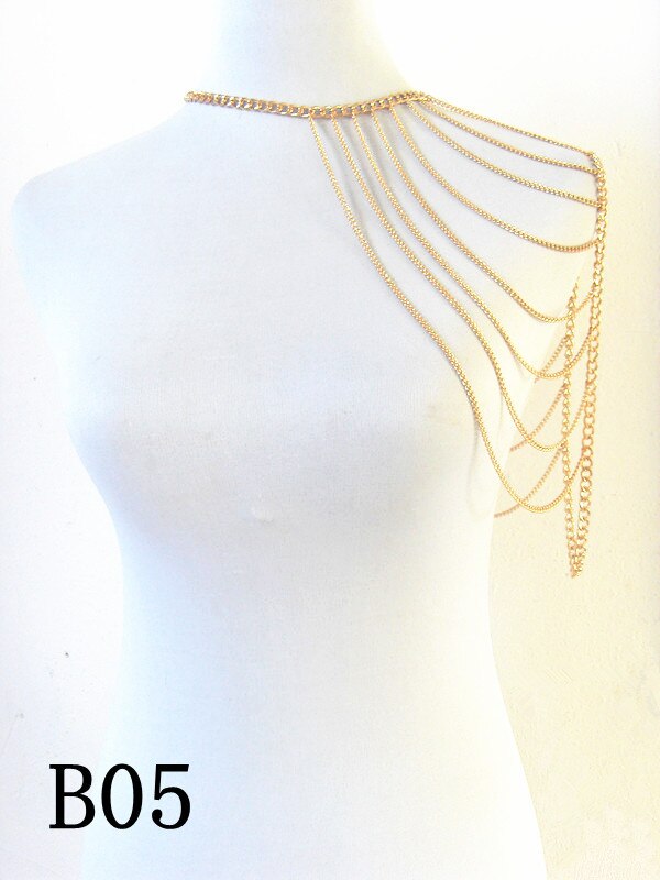 STYLE A36 Gold colour CHAIN DOUBLE SHOULDERS CHAIN Chains JEWELRY 3 COLORS