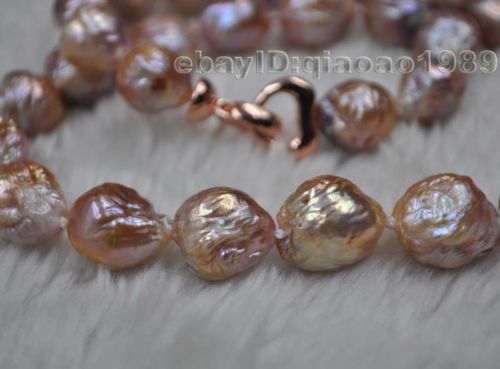 FREE SHIPPING  ~~~~Natural Rainbow 11-13mm Furrow Kasumi pearl necklace Dark color