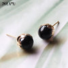 FULATU Wholesale Fashion Pearl Earrings for Women Minimalist 8mm Bead Rose Gold color Alloy Small Stud Earrings Jewelry