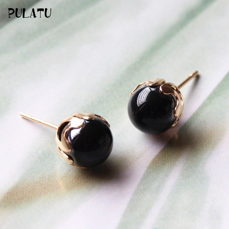 FULATU Wholesale Fashion Pearl Earrings for Women Minimalist 8mm Bead Rose Gold color Alloy Small Stud Earrings Jewelry