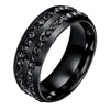 8mm Jewelry Stainless Steel Double Rows Crystal Finger Rings for Men women Titanium Black Rhinestone Wedding Rings